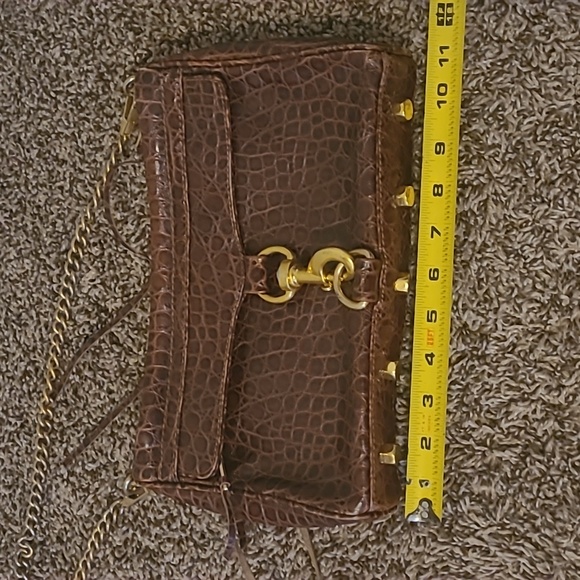 Rebecca Minkoff Edie embossed crocodile shoulder bag brown & gold hardware GUC ! - Picture 9 of 14